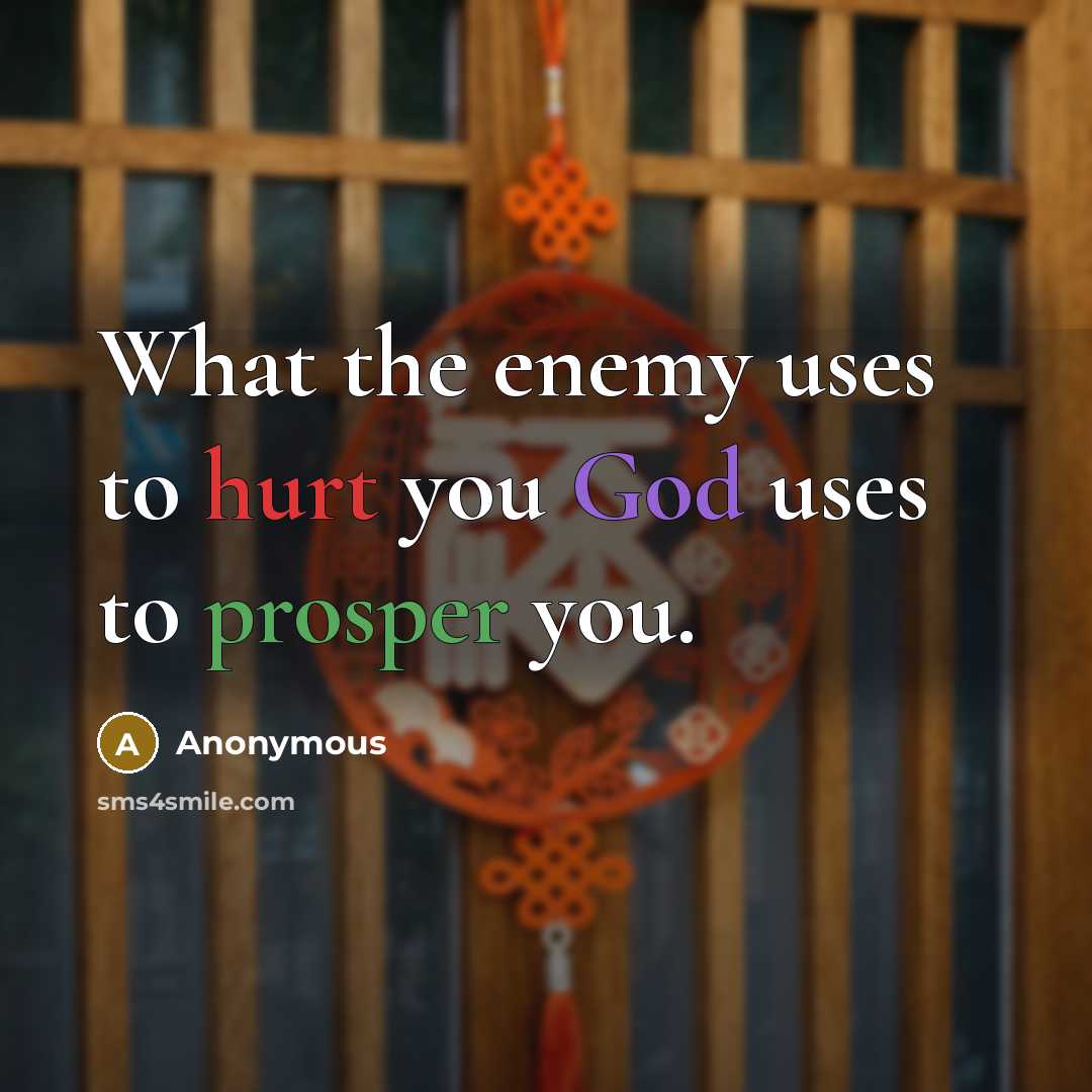 “What the enemy uses to hurt you God uses to prosper you.” quote by Anonymous