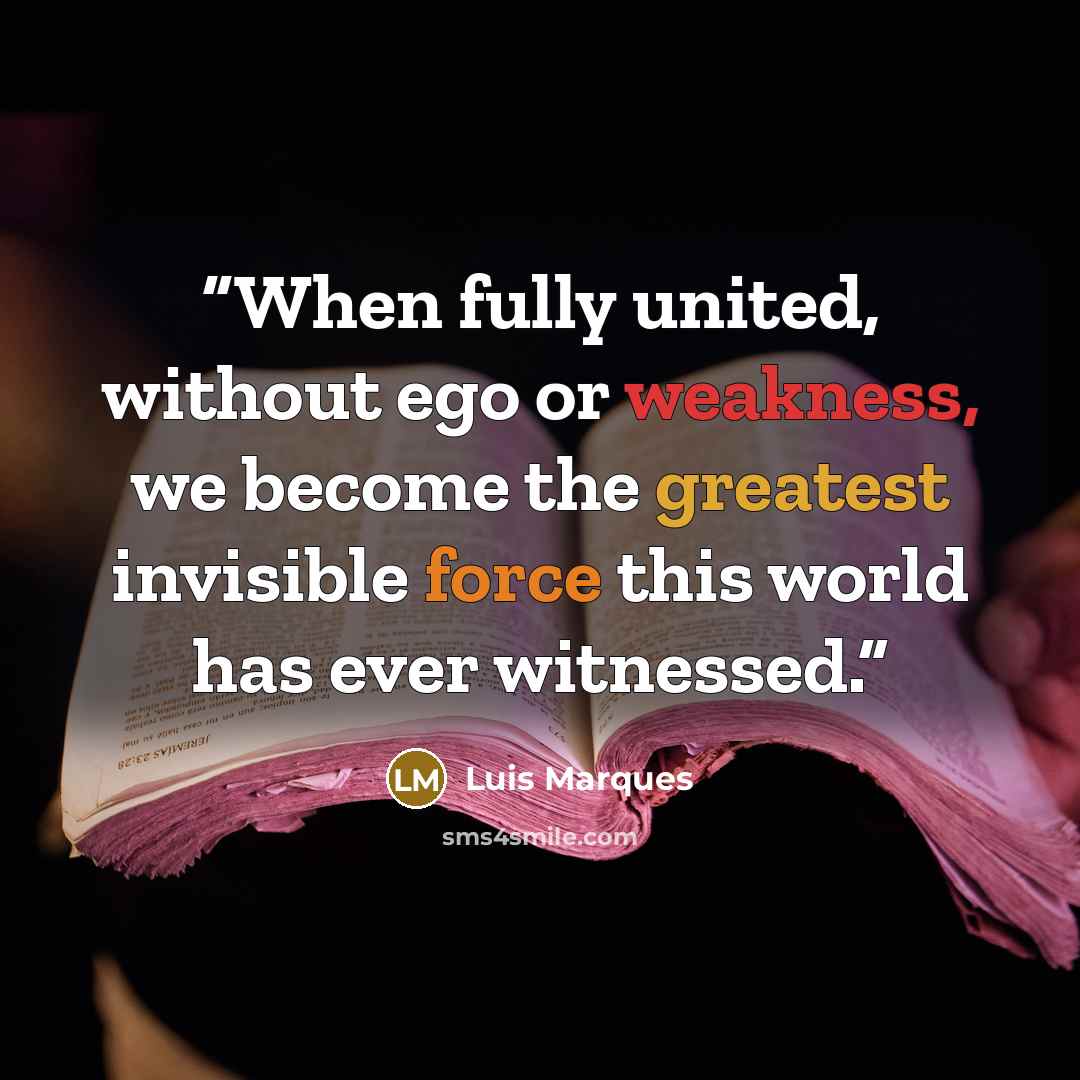 “When fully united, without ego or weakness, we become the greatest invisible force this world has ever witnessed.” quote by Luis Marques