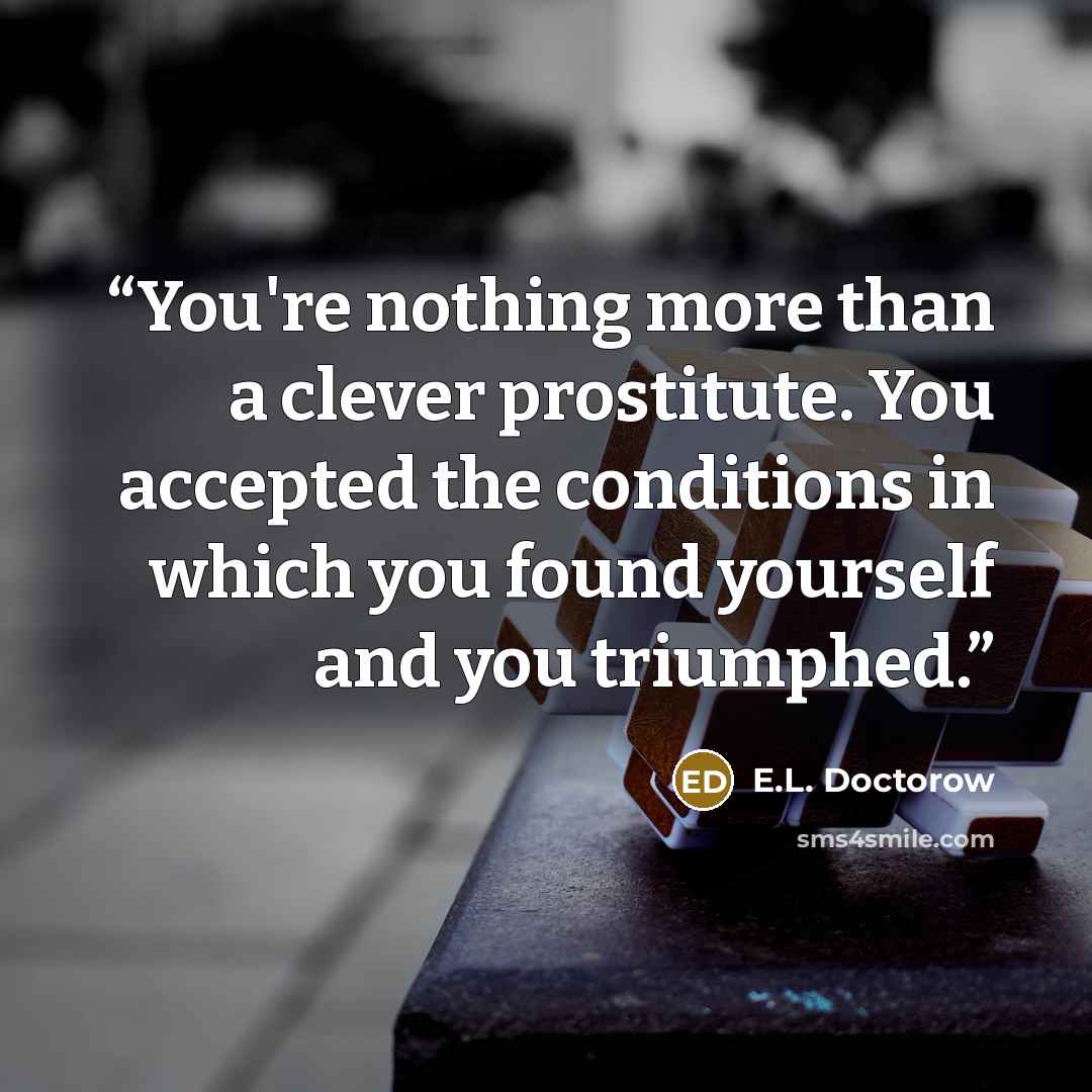 “You're nothing more than a clever prostitute. You accepted the conditions in which you found yourself and you triumphed.” quote by E.L. Doctorow