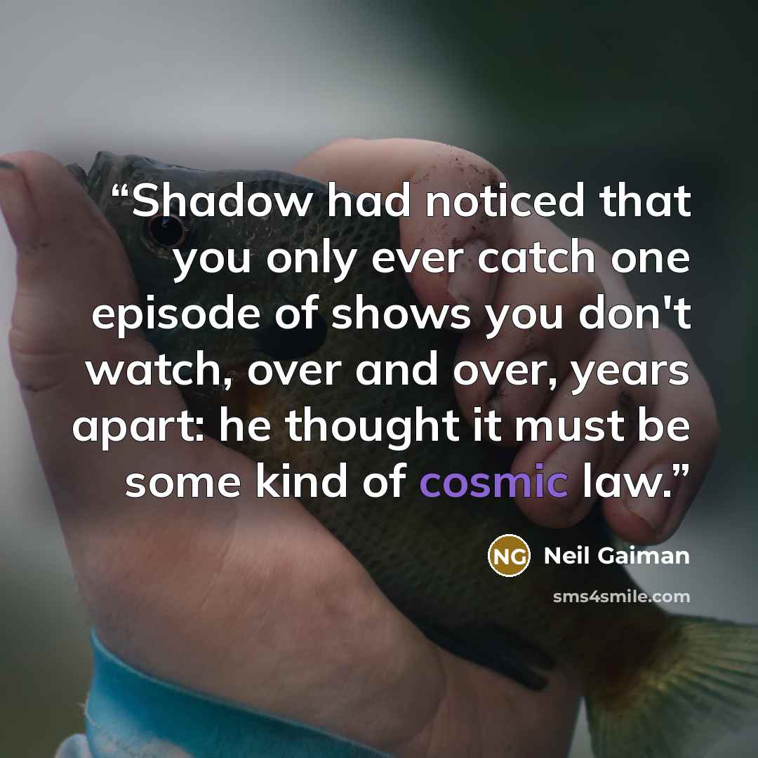 “Shadow had noticed that you only ever catch one episode of shows you don't watch, over and over, years apart: he thought it must be some kind of cosmic law.” quote by Neil Gaiman