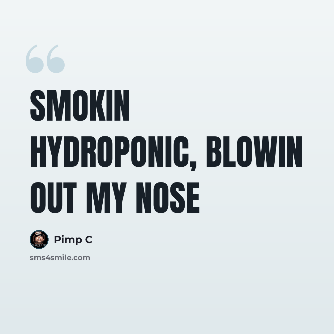 “Smokin hydroponic, blowin out my nose” quote by Pimp C