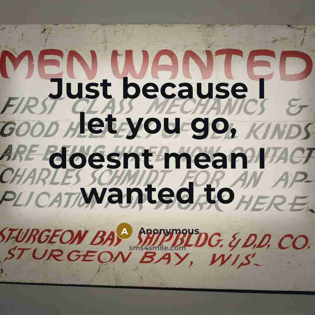“Just because I let you go, doesnt mean I wanted to” quote by Anonymous