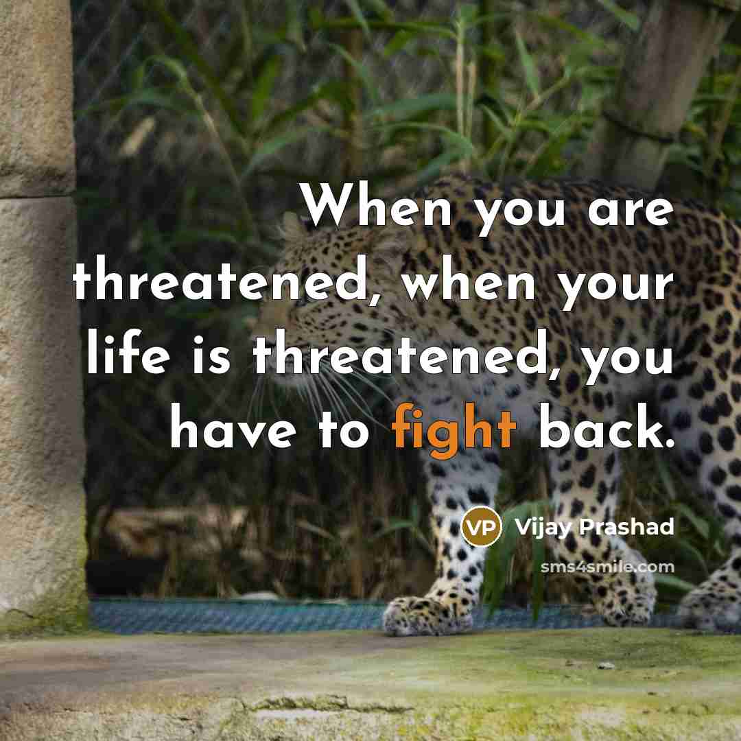 “When you are threatened, when your life is threatened, you have to fight back.” quote by Vijay Prashad