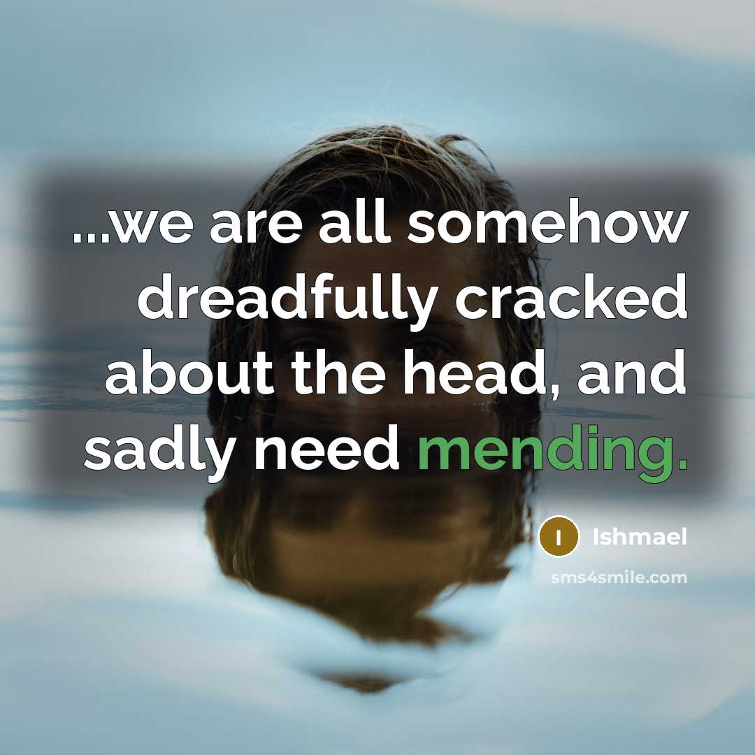 “...we are all somehow dreadfully cracked about the head, and sadly need mending.” quote by Ishmael