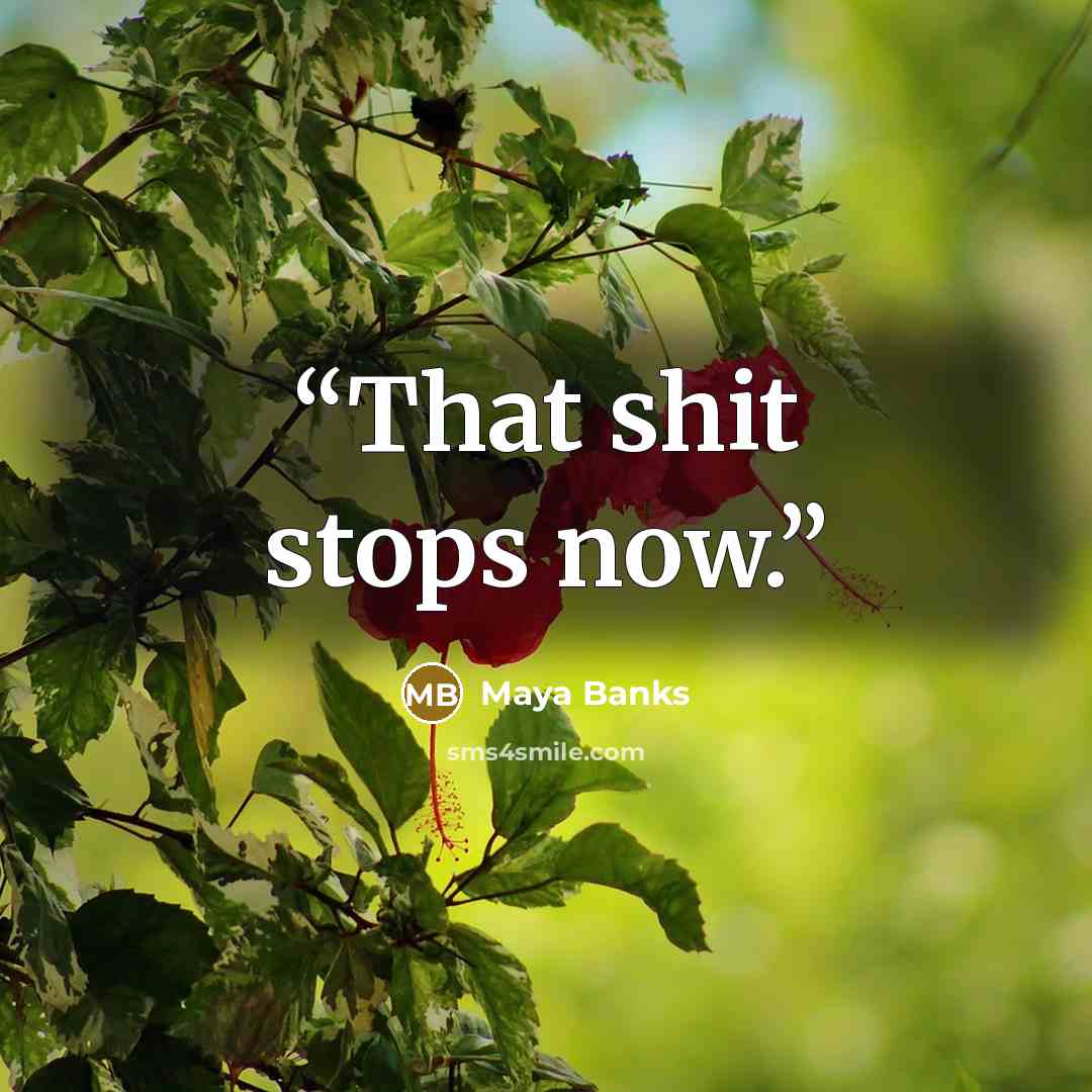 “That shit stops now.” quote by Maya Banks