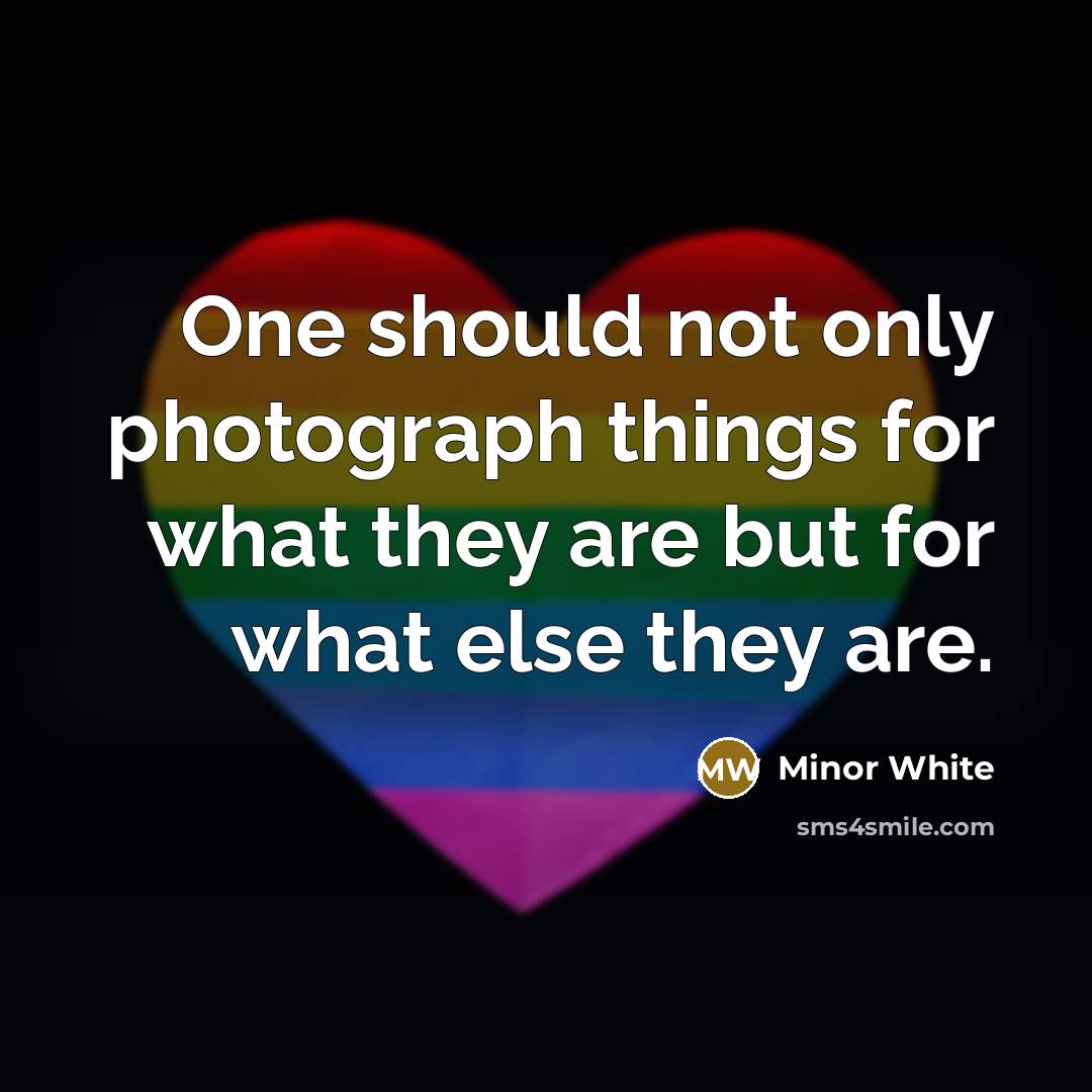 “One should not only photograph things for what they are but for what else they are.” quote by Minor White