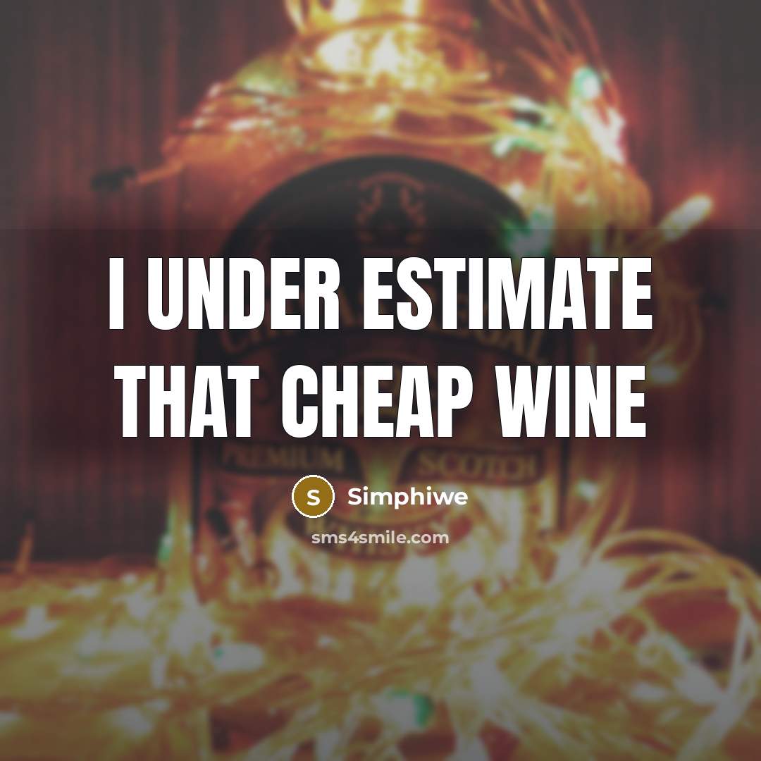 “I under estimate that cheap wine” quote by Simphiwe