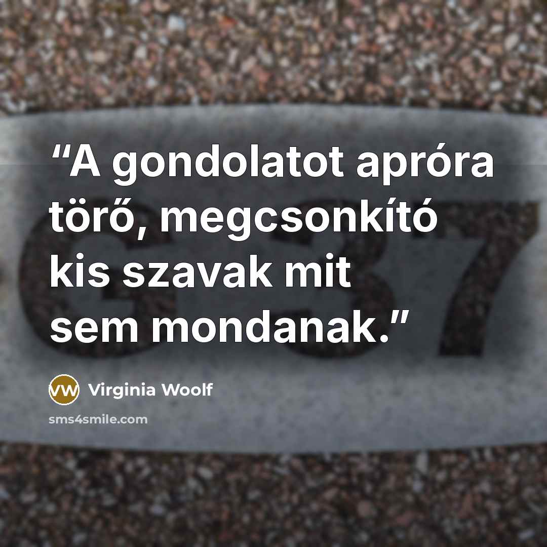 “A gondolatot apróra törő, megcsonkító kis szavak mit sem mondanak.” quote by Virginia Woolf