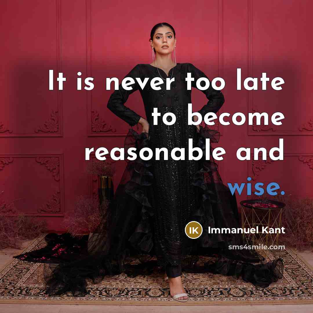 “It is never too late to become reasonable and wise.” quote by Immanuel Kant