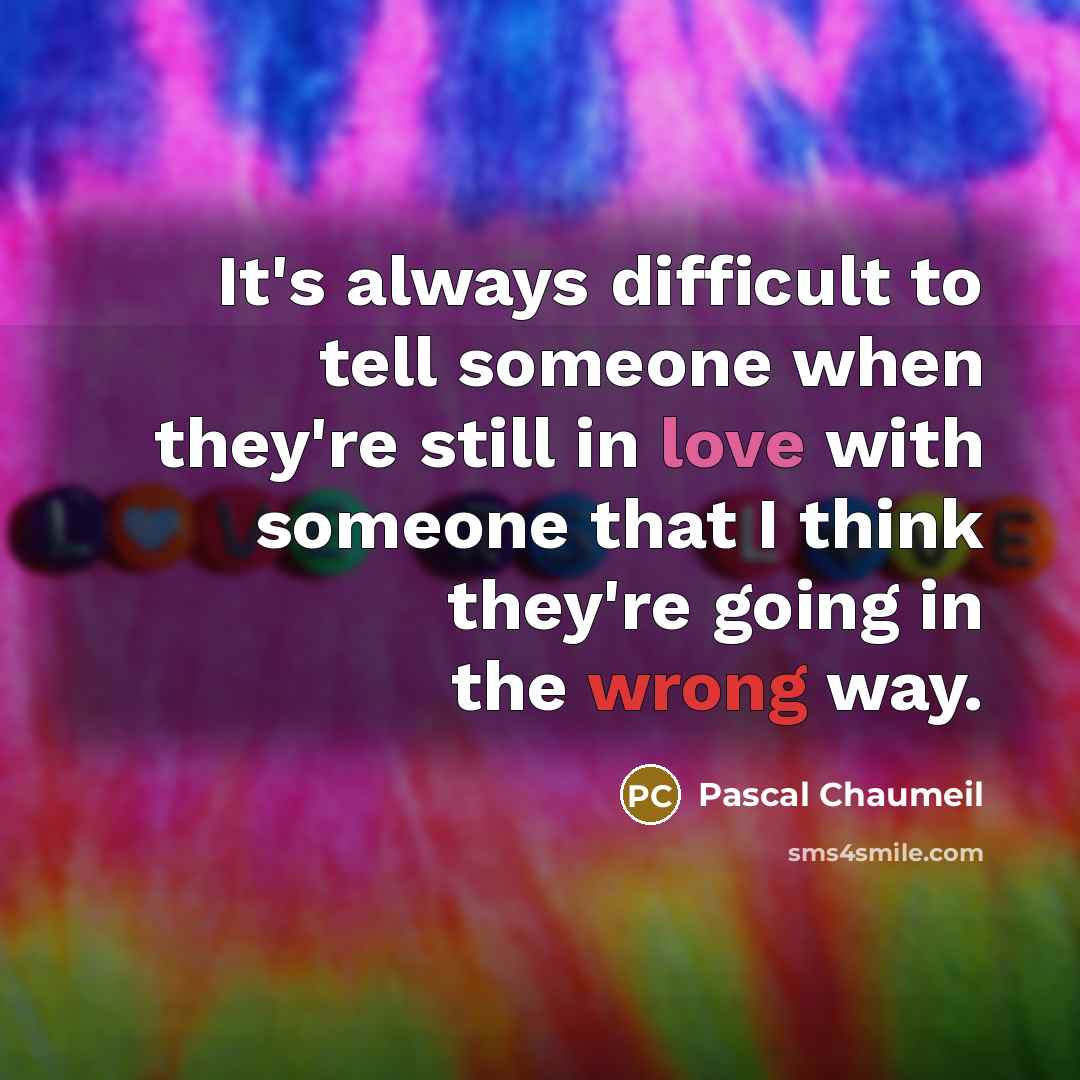 “It's always difficult to tell someone when they're still in love with someone that I think they're going in the wrong way.” quote by Pascal Chaumeil