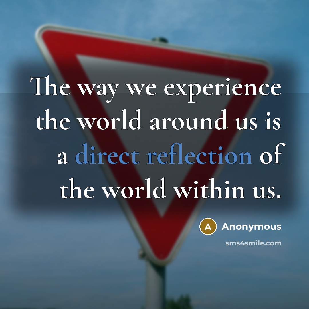 “The way we experience the world around us is a direct reflection of the world within us.” quote by Anonymous