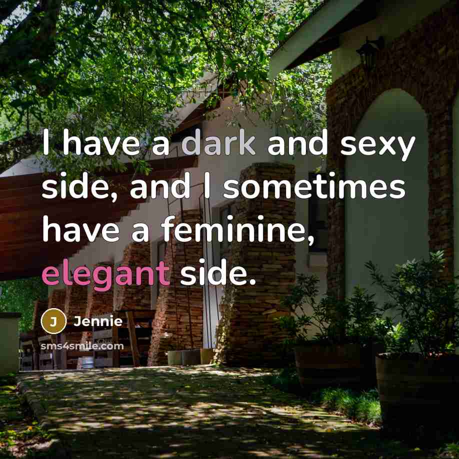 “I have a dark and sexy side, and I sometimes have a feminine, elegant side.” quote by Jennie