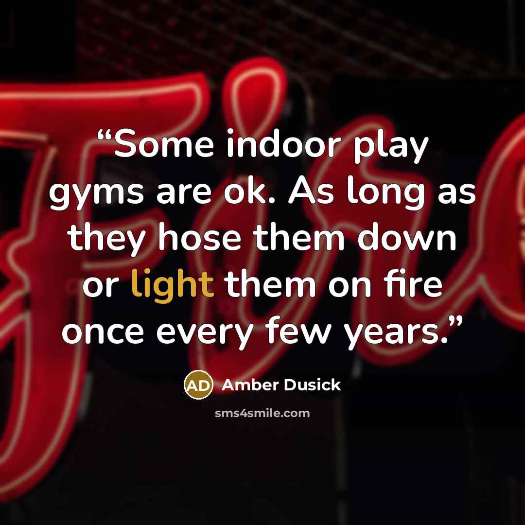 “Some indoor play gyms are ok. As long as they hose them down or light them on fire once every few years.” quote by Amber Dusick