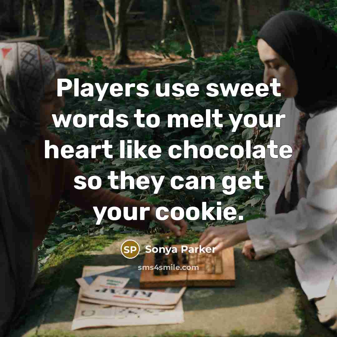 “Players use sweet words to melt your heart like chocolate so they can get your cookie.” quote by Sonya Parker
