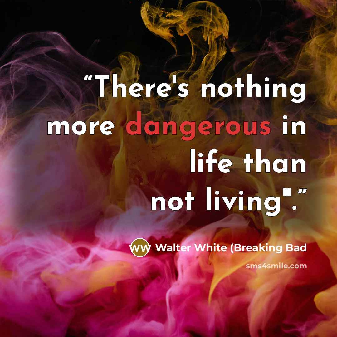 “There's nothing more dangerous in life than not living".” quote by Walter White (Breaking Bad