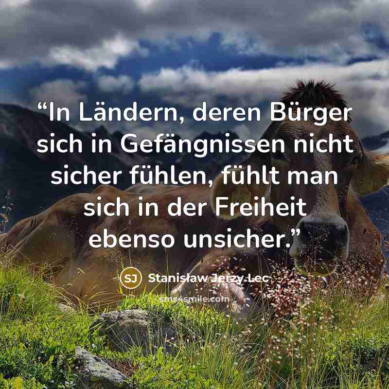 “In Ländern, deren Bürger sich in Gefängnissen nicht sicher fühlen, fühlt man sich in der Freiheit ebenso unsicher.” quote by Stanisław Jerzy Lec