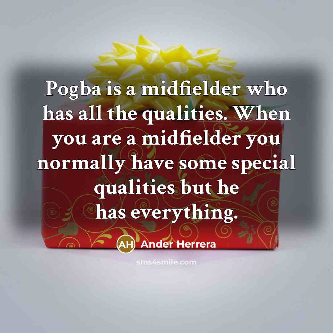 “Pogba is a midfielder who has all the qualities. When you are a midfielder you normally have some special qualities but he has everything.” quote by Ander Herrera