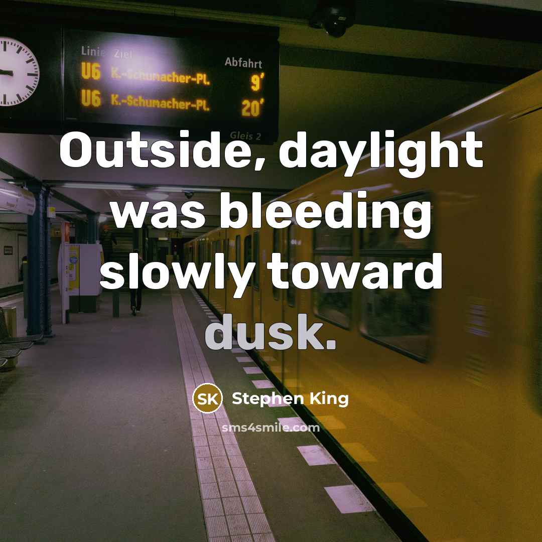 “Outside, daylight was bleeding slowly toward dusk.” quote by Stephen King