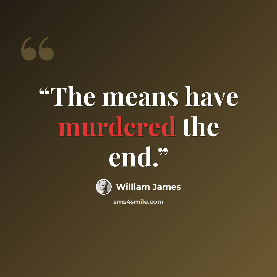 “The means have murdered the end.” quote by William James