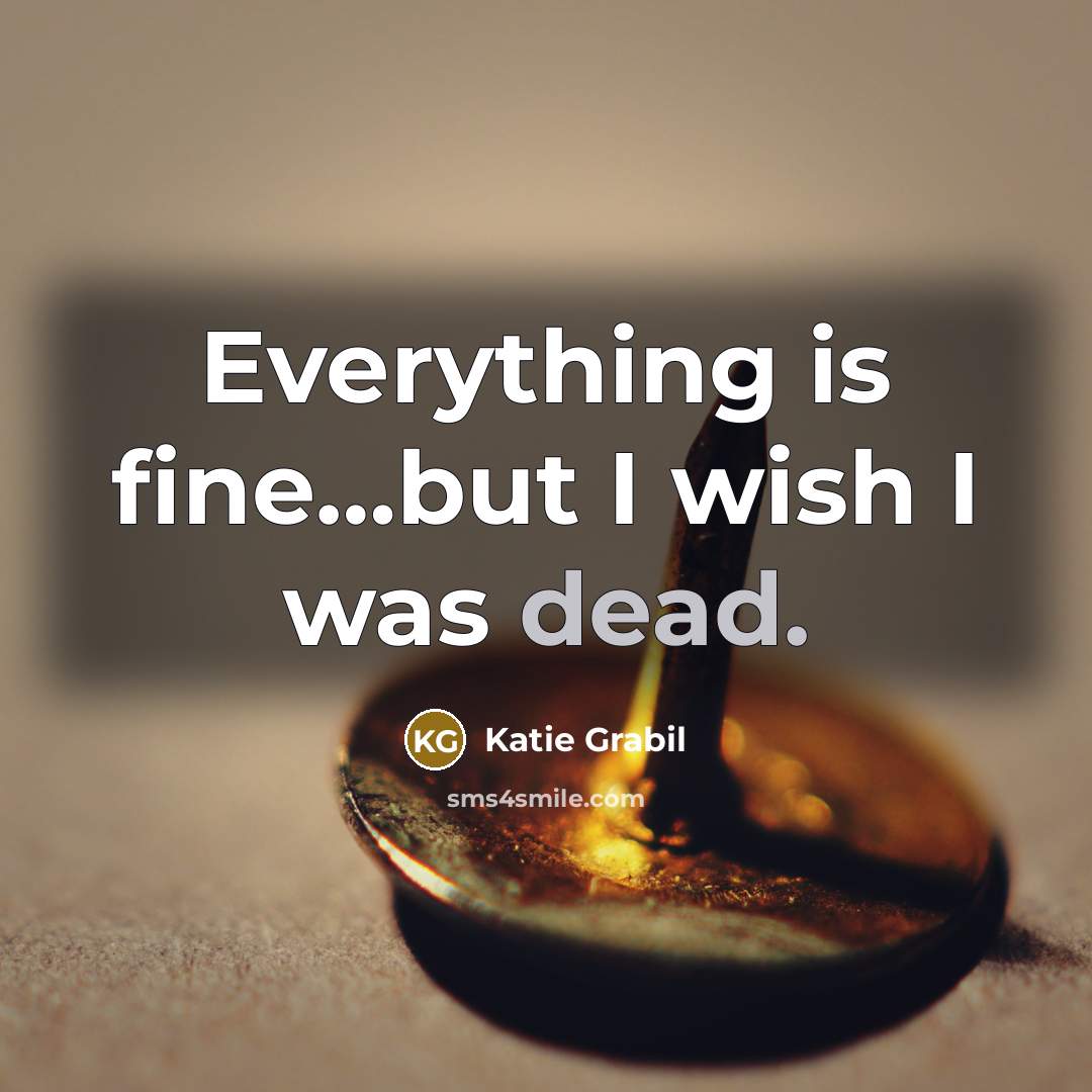 “Everything is fine…but I wish I was dead.” quote by Katie Grabil