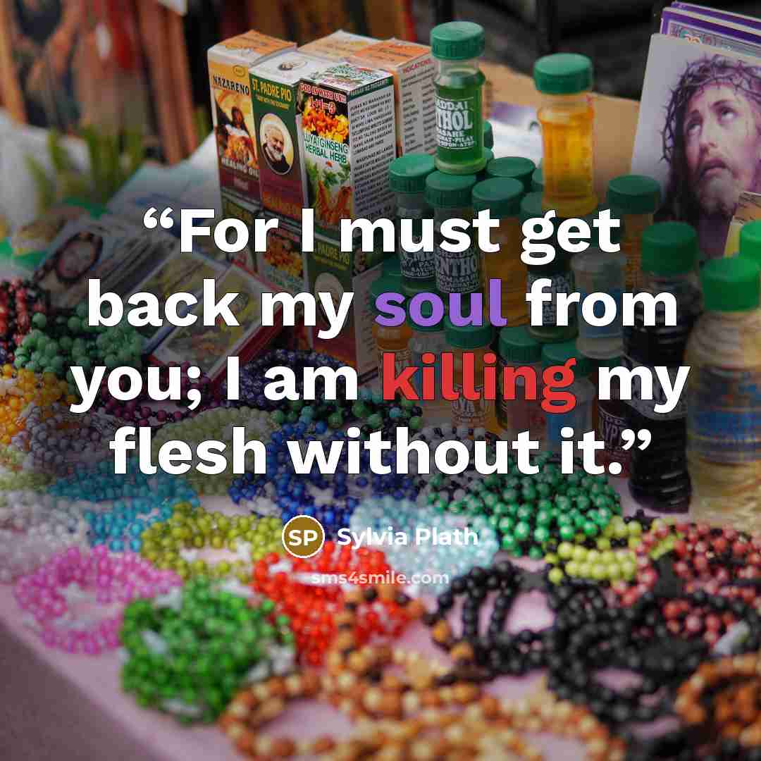 “For I must get back my soul from you; I am killing my flesh without it.” quote by Sylvia Plath