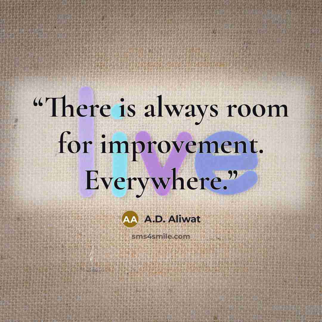 “There is always room for improvement. Everywhere.” quote by A.D. Aliwat