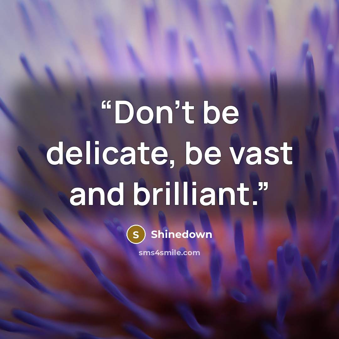 “Don't be delicate, be vast and brilliant.” quote by Shinedown