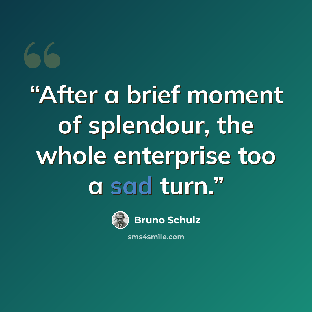 “After a brief moment of splendour, the whole enterprise too a sad turn.” quote by Bruno Schulz