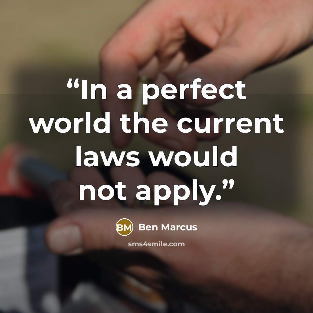 “In a perfect world the current laws would not apply.” quote by Ben Marcus