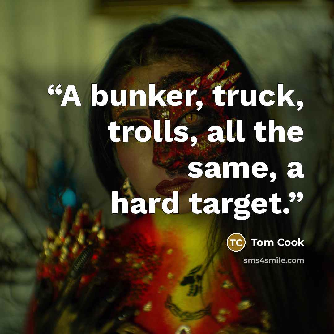 “A bunker, truck, trolls, all the same, a hard target.” quote by Tom Cook