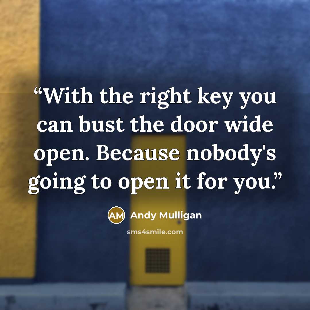 “With the right key you can bust the door wide open. Because nobody's going to open it for you.” quote by Andy Mulligan