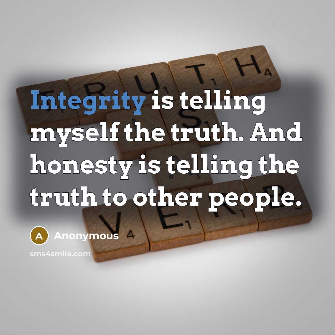 “Integrity is telling myself the truth. And honesty is telling the truth to other people.” quote by Anonymous