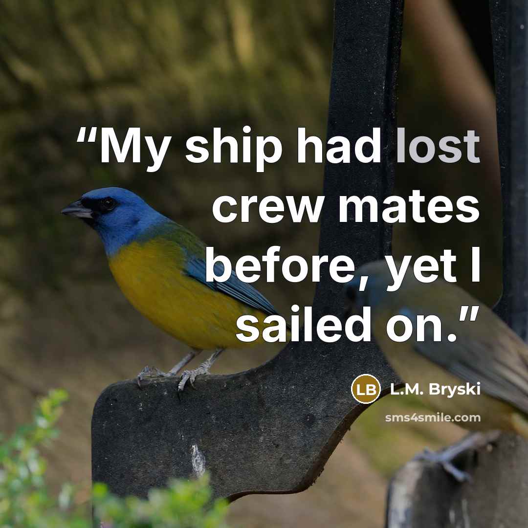 “My ship had lost crew mates before, yet I sailed on.” quote by L.M. Bryski