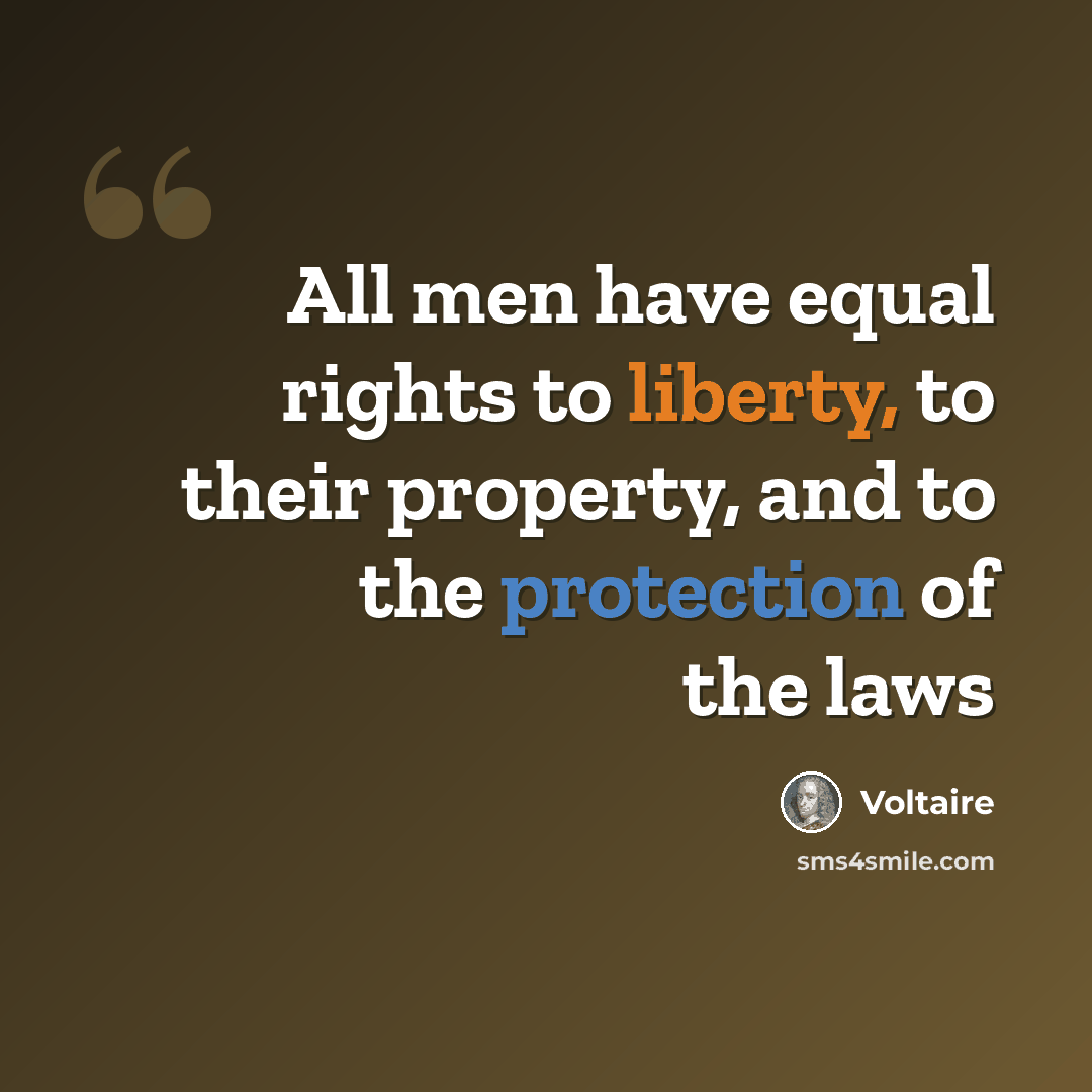 “All men have equal rights to liberty, to their property, and to the protection of the laws” quote by Voltaire