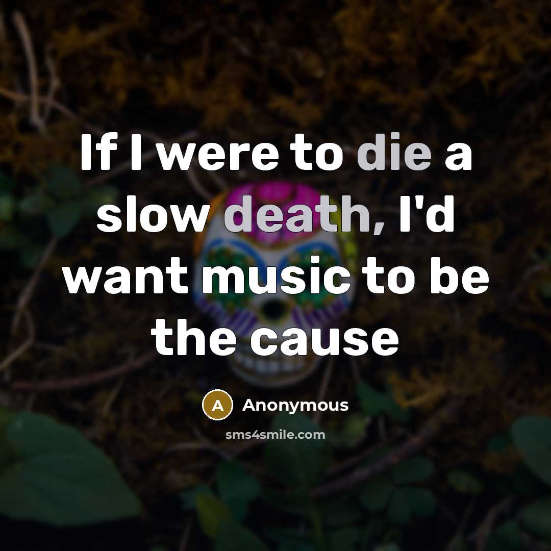 “If I were to die a slow death, I'd want music to be the cause” quote by Anonymous