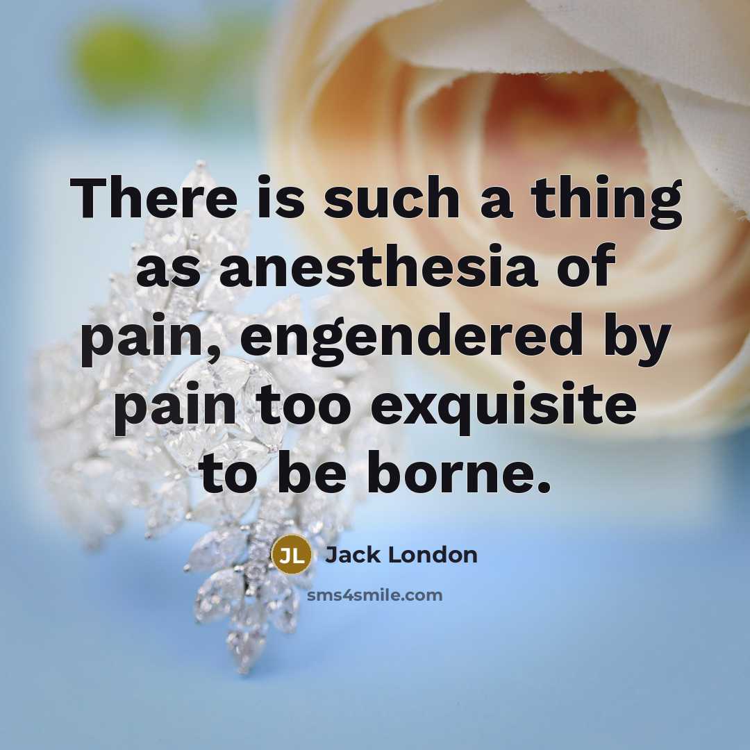 “There is such a thing as anesthesia of pain, engendered by pain too exquisite to be borne.” quote by Jack London