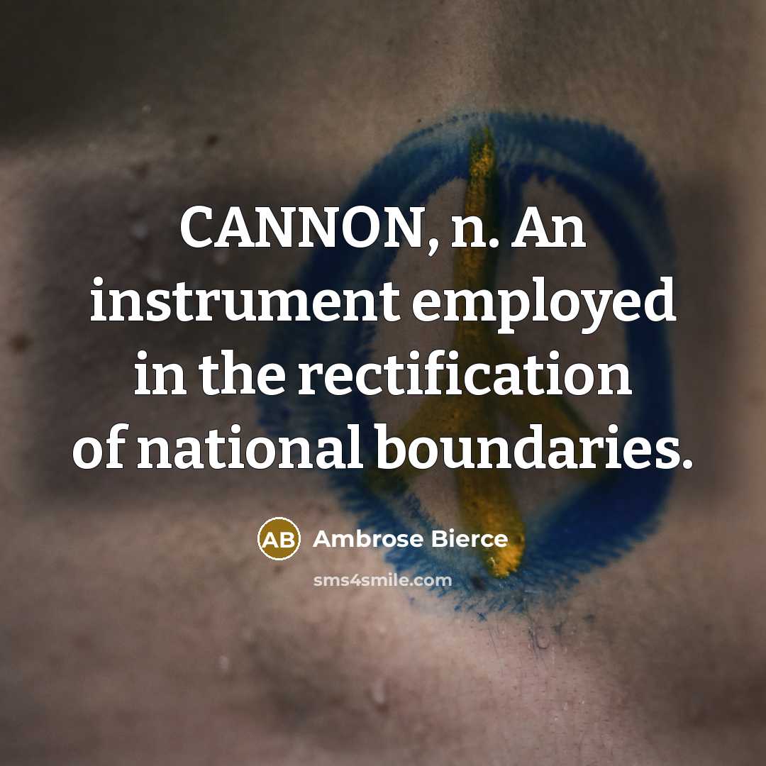 “CANNON, n. An instrument employed in the rectification of national boundaries.” quote by Ambrose Bierce