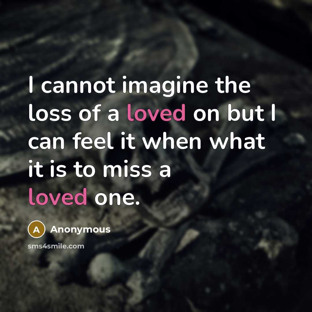“I cannot imagine the loss of a loved on but I can feel it when what it is to miss a loved one.” quote by Anonymous