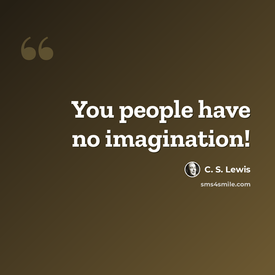 “You people have no imagination!” quote by C. S. Lewis