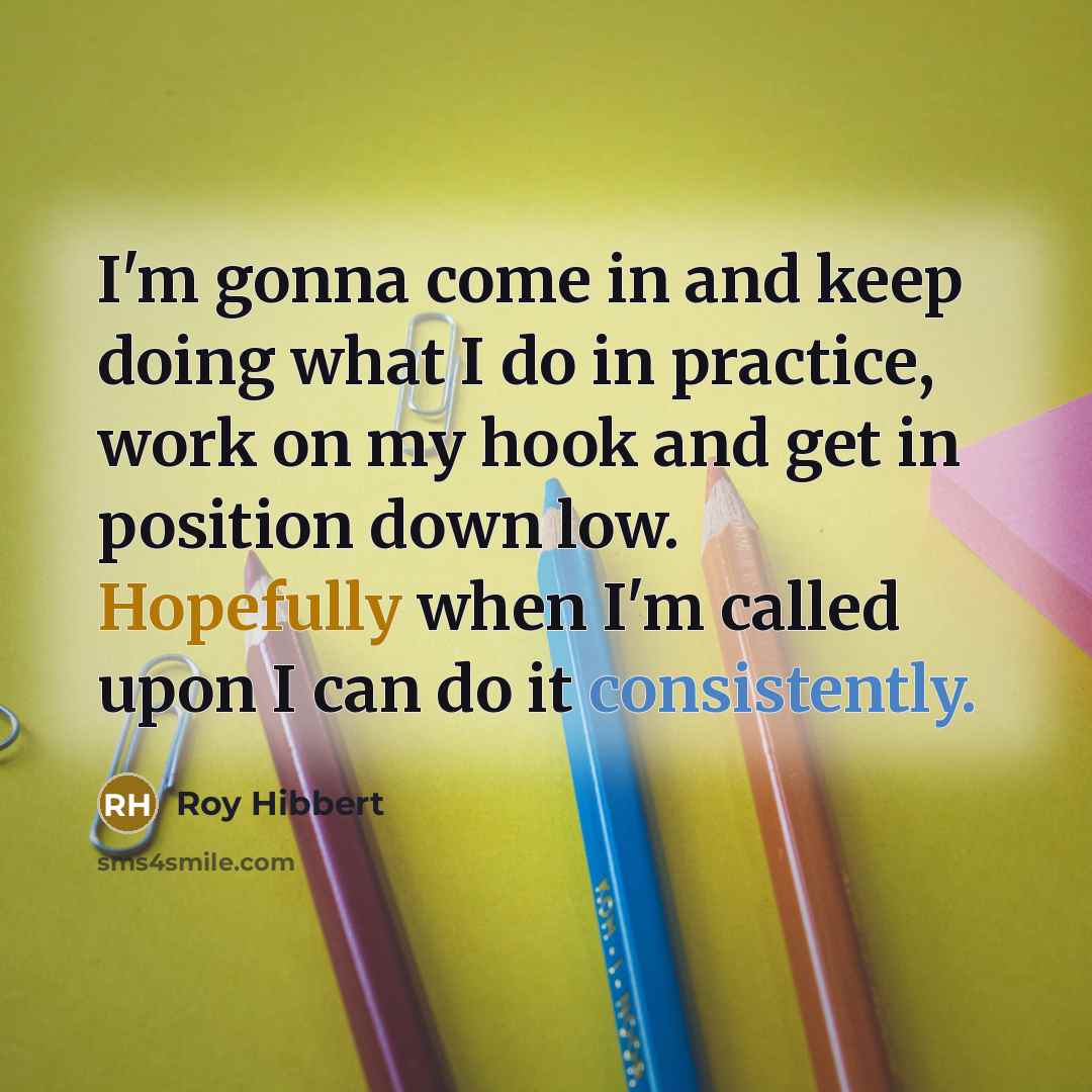 “I'm gonna come in and keep doing what I do in practice, work on my hook and get in position down low. Hopefully when I'm called upon I can do it consistently.” quote by Roy Hibbert