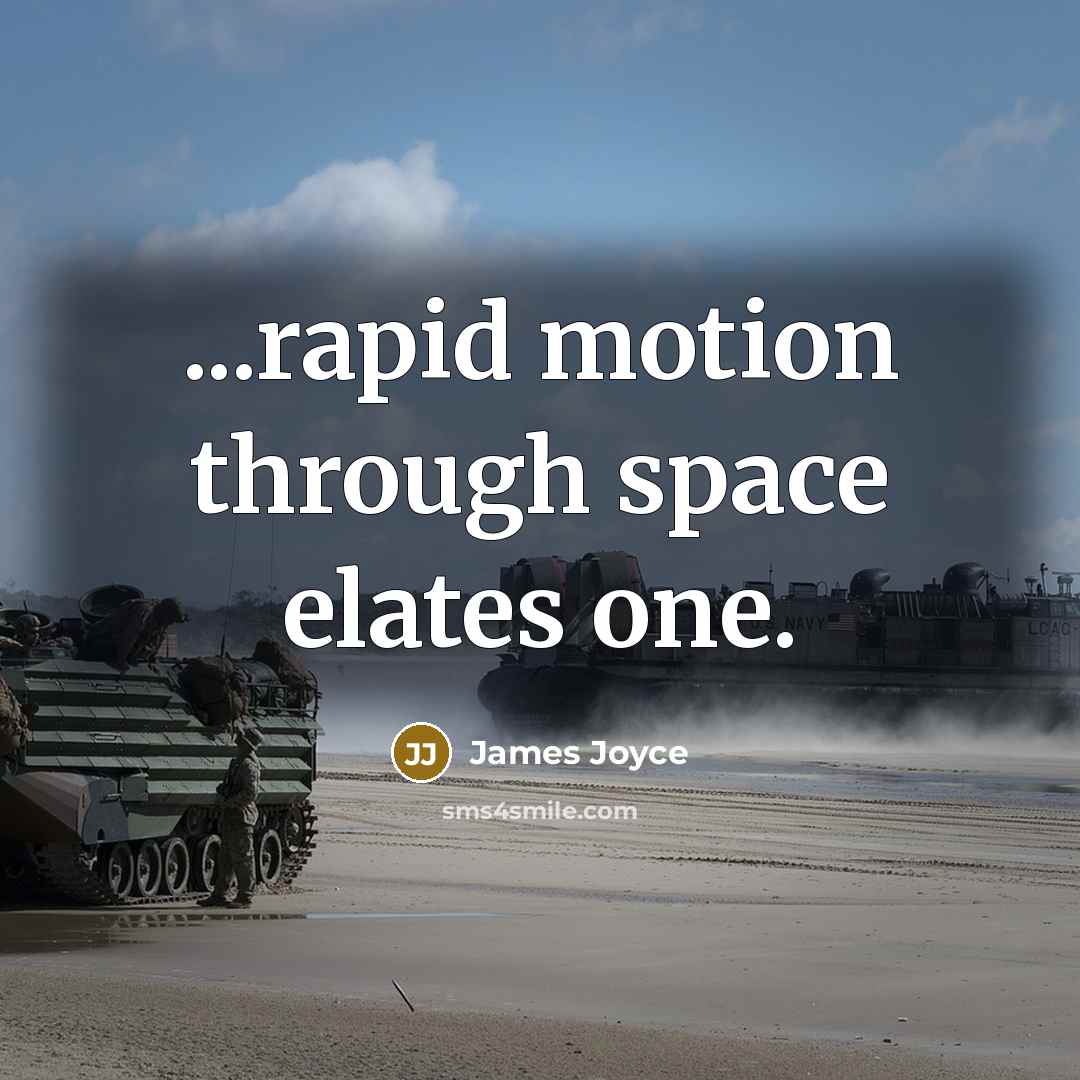 “...rapid motion through space elates one.” quote by James Joyce