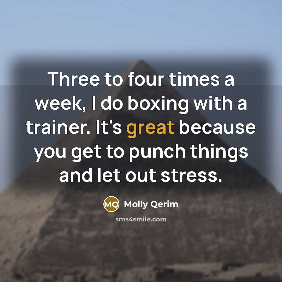 “Three to four times a week, I do boxing with a trainer. It's great because you get to punch things and let out stress.” quote by Molly Qerim