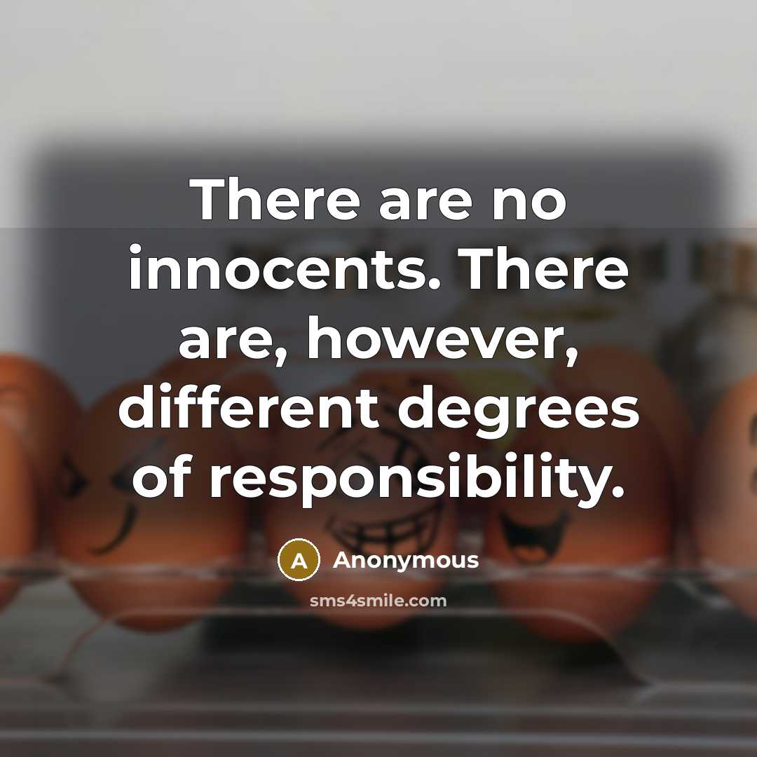 “There are no innocents. There are, however, different degrees of responsibility.” quote by Anonymous