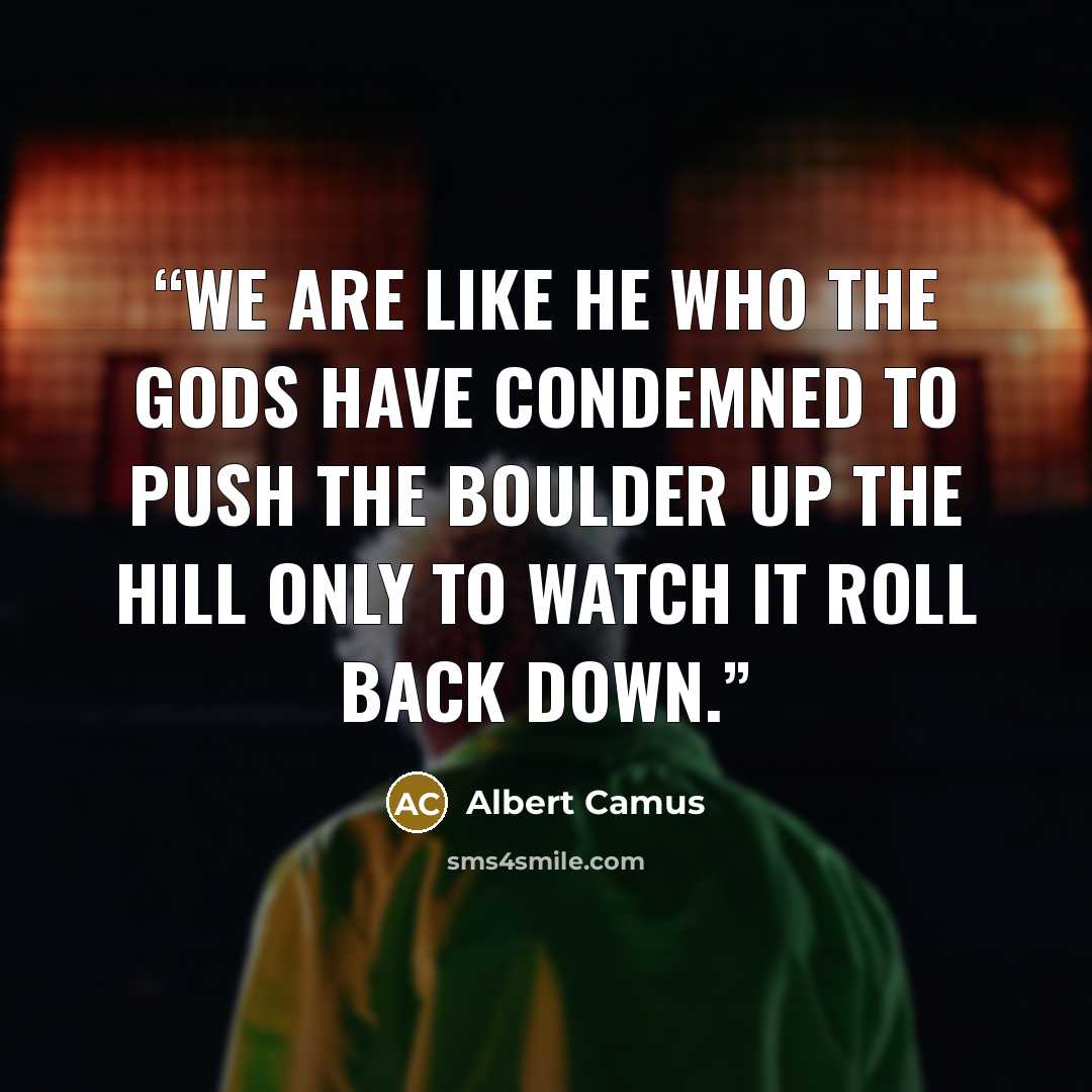 “We are like he who the gods have condemned to push the boulder up the hill only to watch it roll back down.” quote by Albert Camus