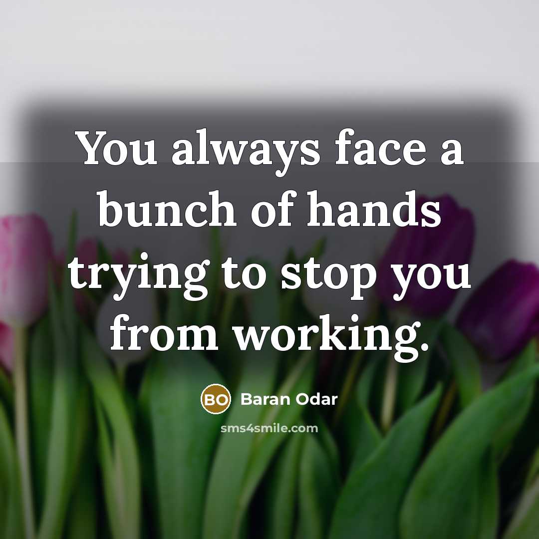 “You always face a bunch of hands trying to stop you from working.” quote by Baran Odar