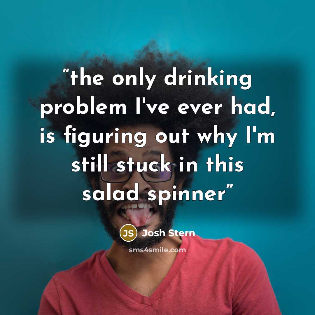 “the only drinking problem I've ever had, is figuring out why I'm still stuck in this salad spinner” quote by Josh Stern