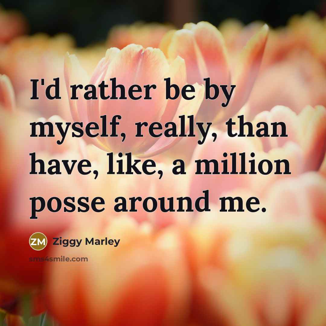 “I'd rather be by myself, really, than have, like, a million posse around me.” quote by Ziggy Marley