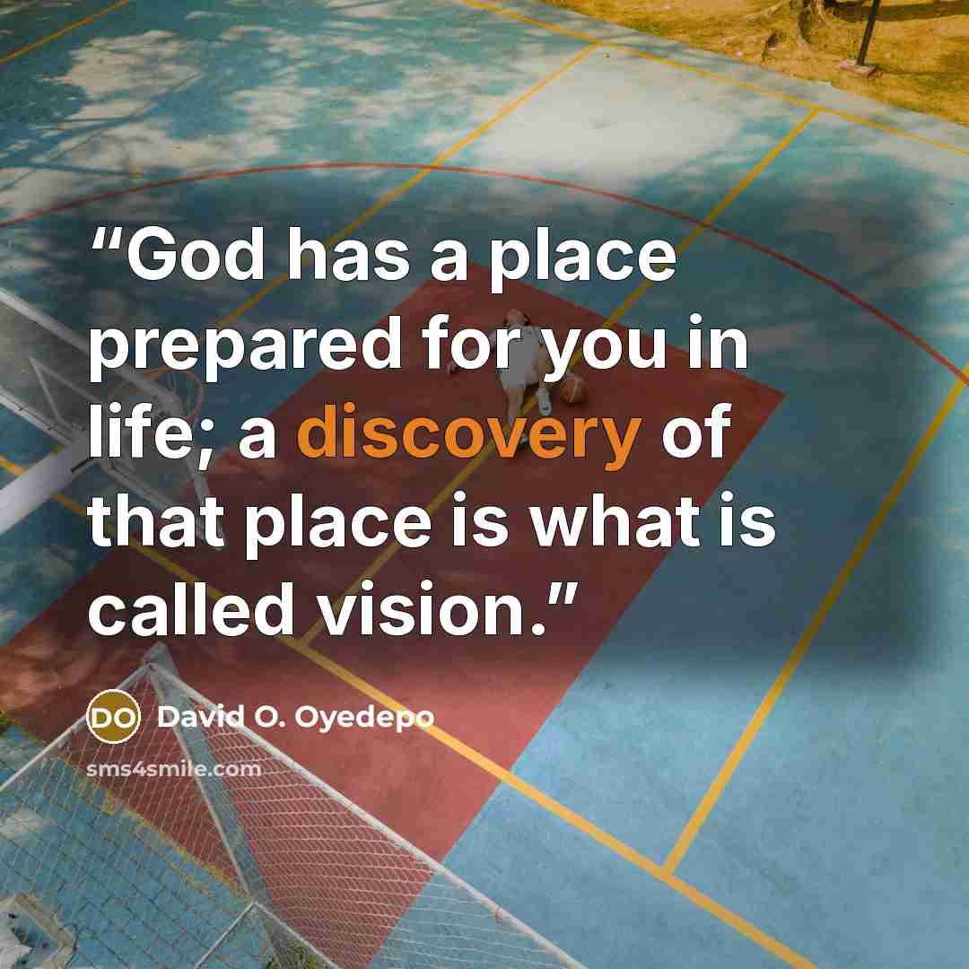 “God has a place prepared for you in life; a discovery of that place is what is called vision.” quote by David O. Oyedepo