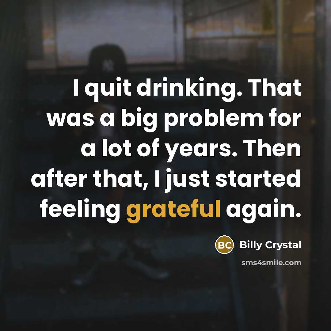 “I quit drinking. That was a big problem for a lot of years. Then after that, I just started feeling grateful again.” quote by Billy Crystal