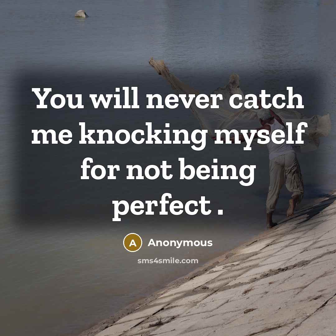 “You will never catch me knocking myself for not being perfect .” quote by Anonymous